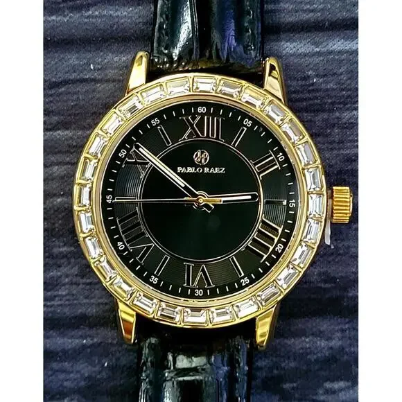 Rare Pablo Raez 35mm Manhattan Gem Studded Black Roman Watch